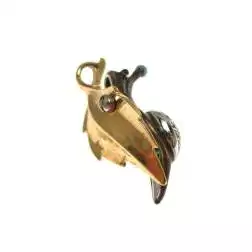 Ciondolo Lumaca in oro su foglia in bronzo