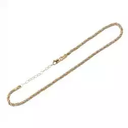 Cavigliera corda oro giallo con veneta in oro bianco 2.7mm