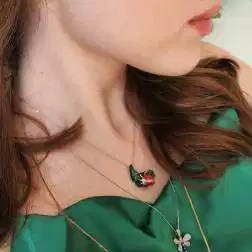 Ladybug on Leaf Pendant photo worn