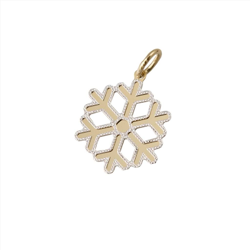 Yellow Gold Snowflake Pendant with White Edge