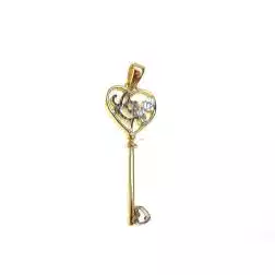 Ciondolo Chiave in Oro Giallo "Love" in Oro Bianco
