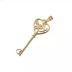 Ciondolo Chiave in Oro Giallo "Love" in Oro Bianco retro
