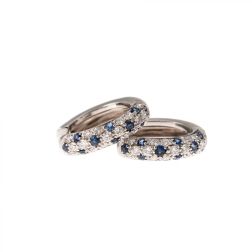 Round Hoops with Diamonds and Blue Sapphires