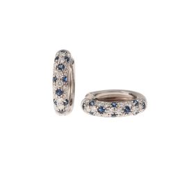 Boccole Tonde con Diamanti e Zaffiri Blu