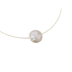 Semi-rigid Necklace with Pearl in Yellow Gold