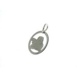 Ciondolo Medaglia ovale con Angioletto oro bianco