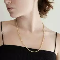Photo of worn Rope Necklace Yellow Gold 60cm x 3.30mm