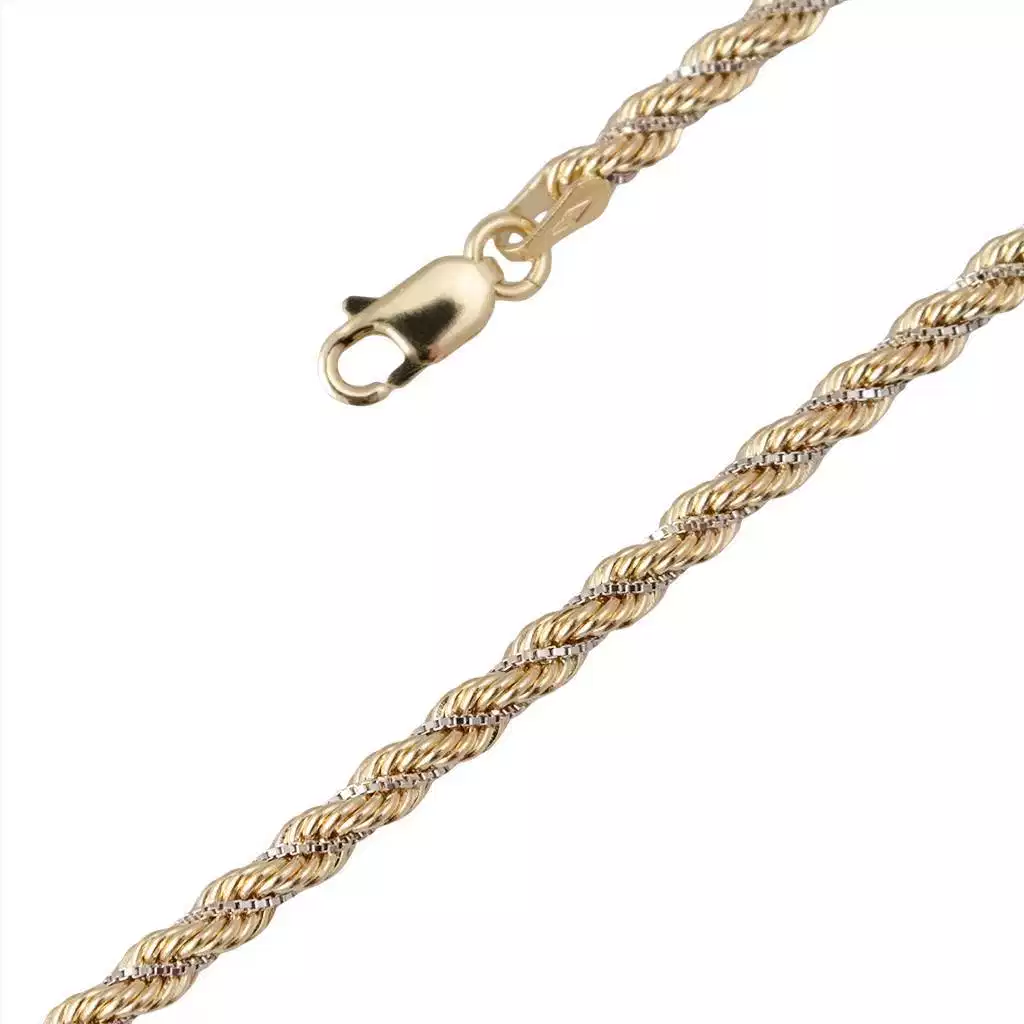 Girocollo Corda Oro Giallo con Veneta Oro Bianco 40cm x 3.3mm