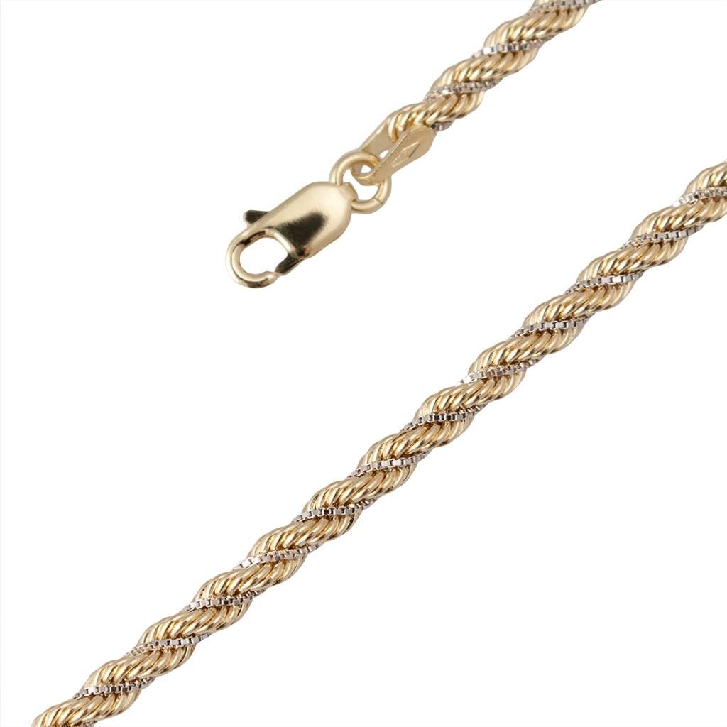 Rope Necklace Yellow Gold with White Gold Venetian 40cm x 3.30mm
