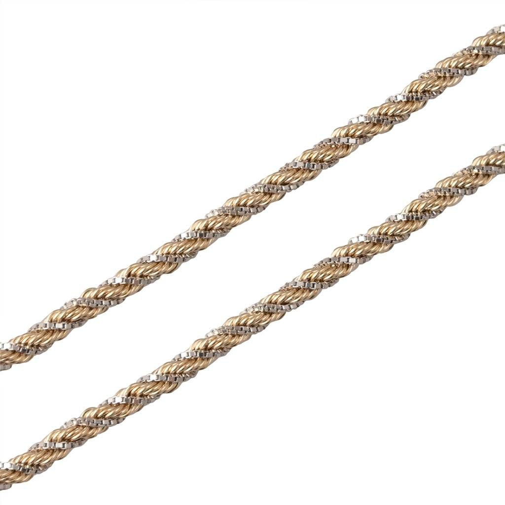 Collana Corda Oro Giallo con Veneta Oro Bianco 58cm x 2.2mm
