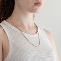 Yellow Gold Rope Necklace with White Gold Venetian 58cm x 2.2mm