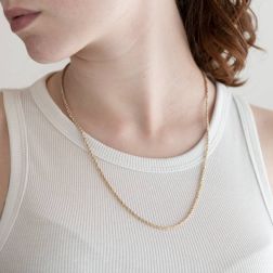 Collana Corda Oro Giallo con Veneta Oro Bianco 58cm x 2.2mm foto indossata