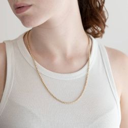 Collana Corda Oro Giallo con Veneta Oro Bianco 58cm x 2.7mm foto indossata
