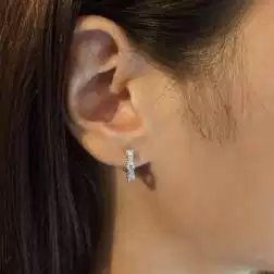 Photo of worn Round Hoops White Gold 30 Diamonds