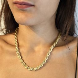 Photo of worn Rope Necklace x 7.70mm Yellow Gold