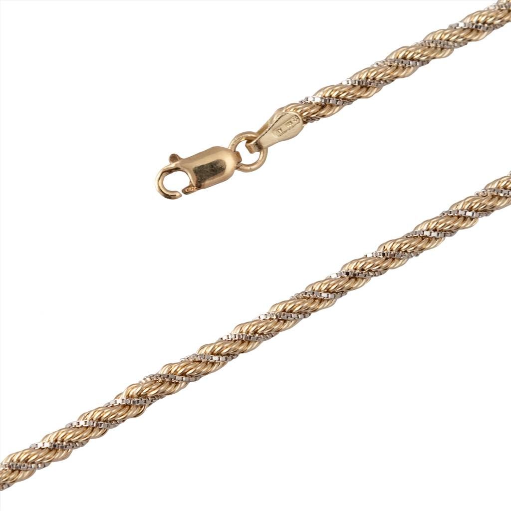Bracciale Corda Oro Giallo con Veneta Oro Bianco 15.50cm x 2.7mm