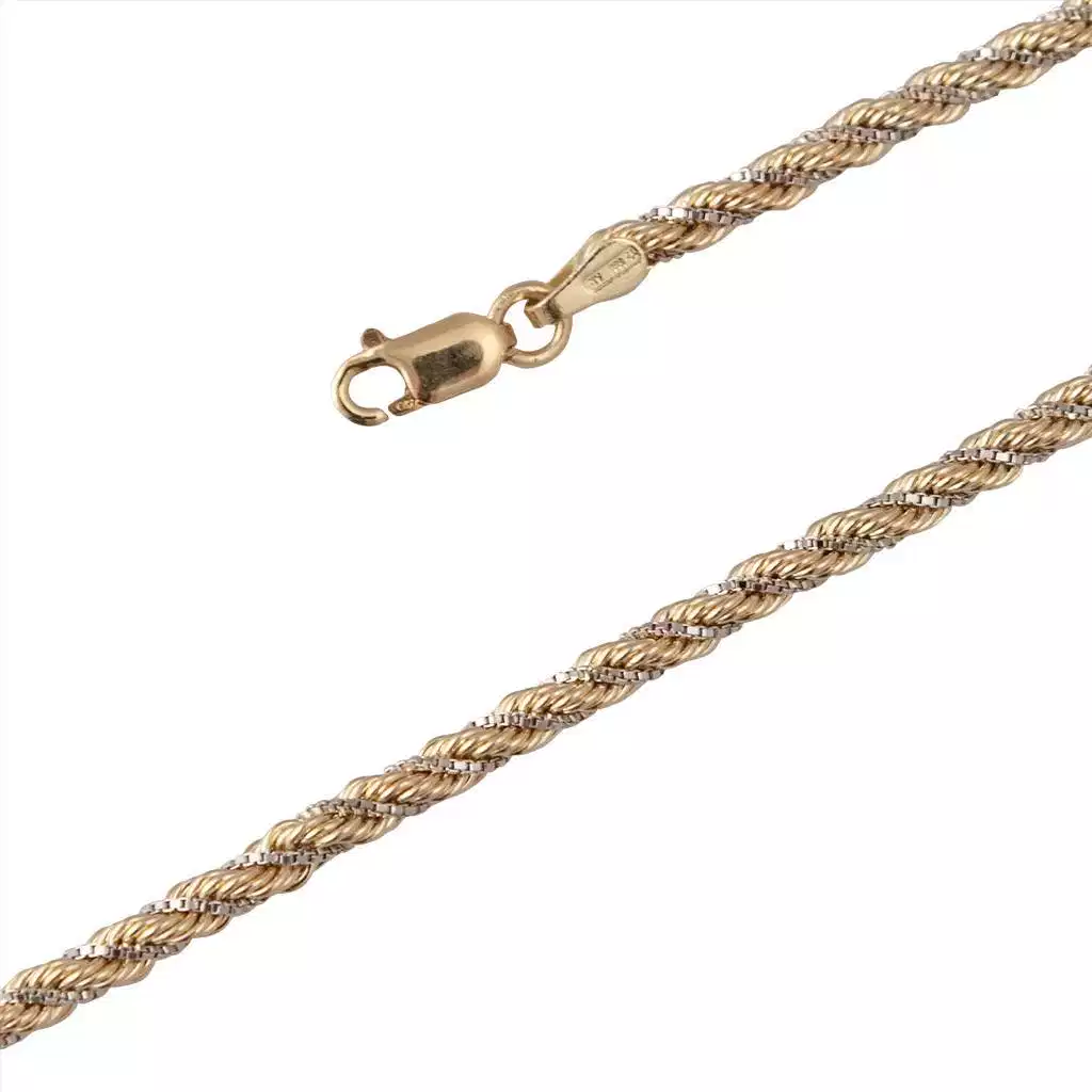 Rope Bracelet Yellow Gold with White Gold Venetian 16.50cm x 2.70mm