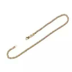 Bracciale Corda Oro Giallo con Veneta Oro Bianco 15.50cm x 2.7mm