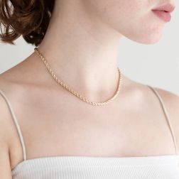 Rope Necklace Yellow Gold with White Gold Venetian 40cm x 3.30mm