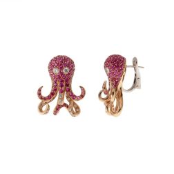 Ruby Octopus Earrings