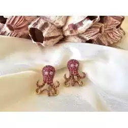 Orecchini Polpo Rubini
