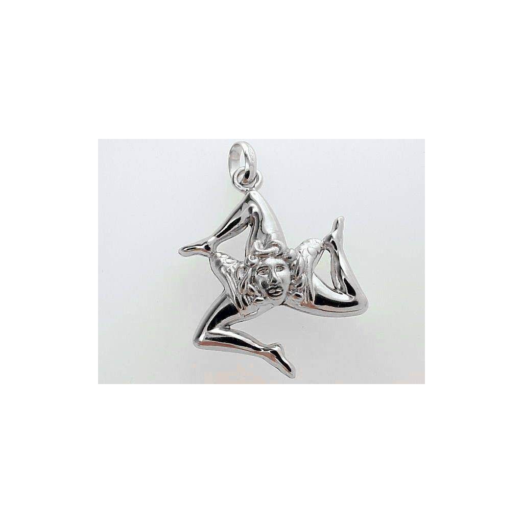 Trinacria in White Gold Pendant