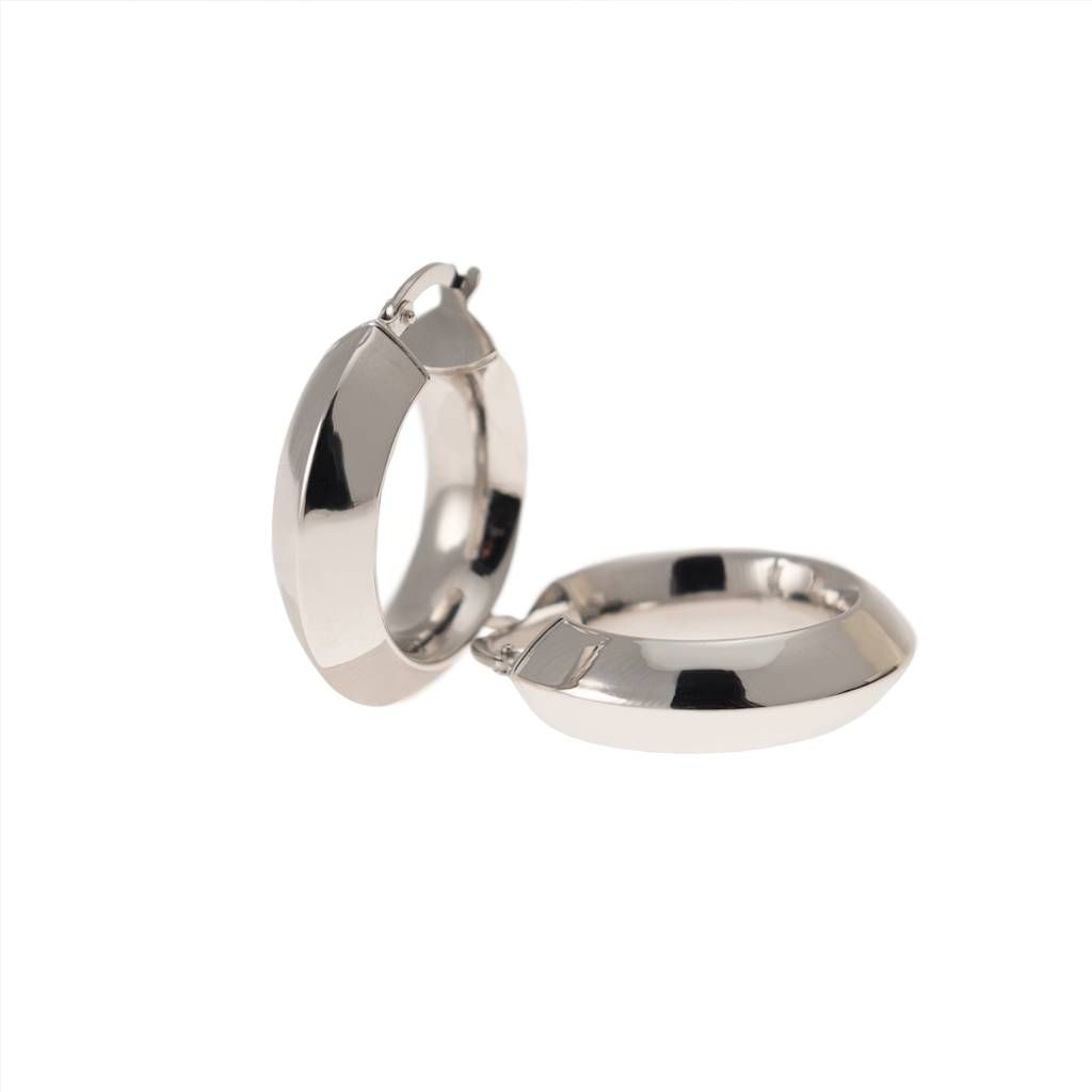 White gold 2.50cm x 7mm Arrow Hoops