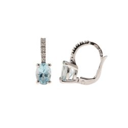 Aquamarine 7mm x 5mm and diamond earrings