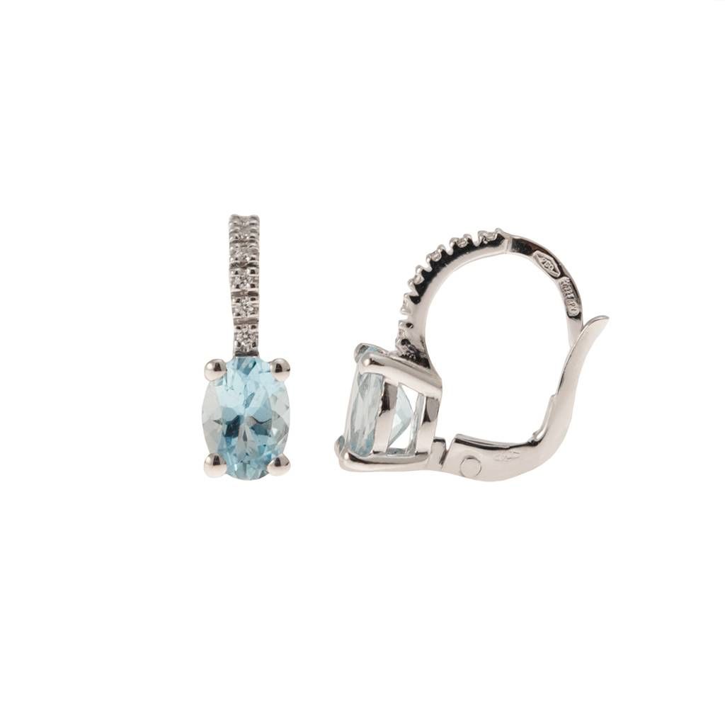 Aquamarine 7mm x 5mm and diamond earrings