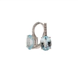 Aquamarine 9mm x 7mm and Diamond Earrings