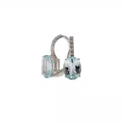 Orecchini monachella Acquamarina 9mm x 7mm e Diamanti