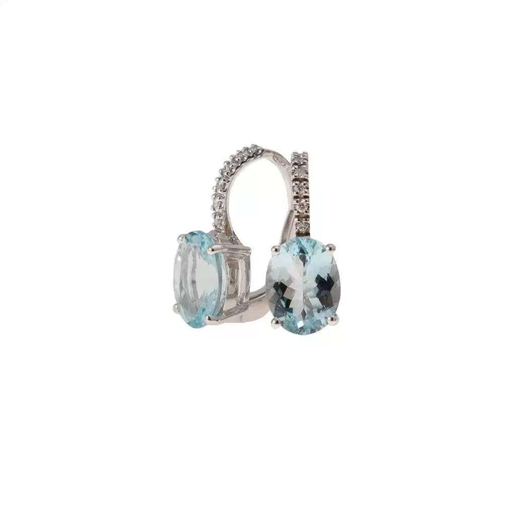 Orecchini monachella Acquamarina 9mm x 7mm e Diamanti