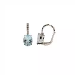Orecchini monachella Acquamarina 9mm x 7mm e Diamanti