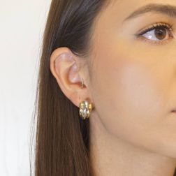 Rounded hoops in White and Yellow Gold photo worn