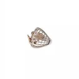 Anello Design Stella e Cuore con Diamanti e Zaffiri Blu