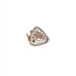 Star and Heart Design Ring with Diamonds and Blue Sapphires
