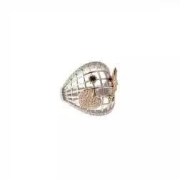 Anello Design Stella e Cuore con Diamanti e Zaffiri Blu