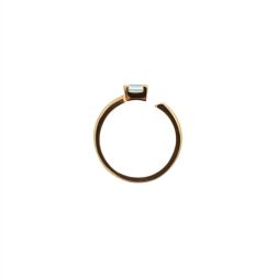 Anello Solitario Aperto con Acquamarina Quadrato 5mm e Diamante Oro Giallo