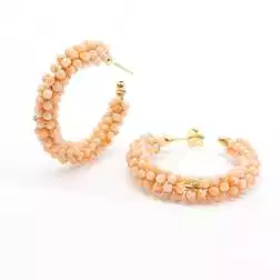 Boccole in oro giallo 18kt con sfere di corallo rosa