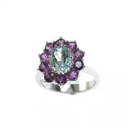 Kate ring with Aquamarine surrounded by Amethysts