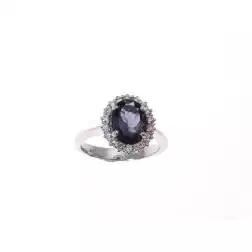 Anello Kate con Iolite 9x7mm e 18 Diamanti in Oro Bianco