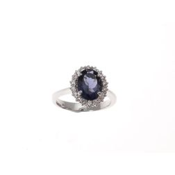 Kate White Gold Ring with Iolite and Diamonds