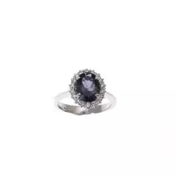 Anello Kate Oro Bianco con Iolite e Diamanti