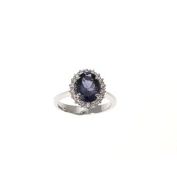 Kate White Gold Ring with Iolite and Diamonds