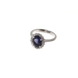 Kate White Gold Ring with Iolite and Diamonds