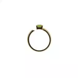Anello Solitario Aperto con Peridoto Quadrato 5mm e Diamante Oro Giallo