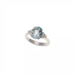 Anello Solitario con Acquamarina 10mmx8mm e Diamanti