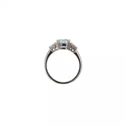 Anello Solitario con Acquamarina 10mmx8mm e Diamanti
