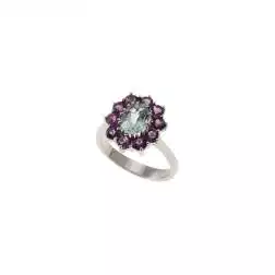 Anello Kate con Acquamarina contornato da 10 Ametiste