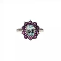 Kate ring with Aquamarine surrounded by Amethysts